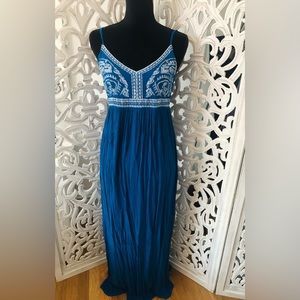 NWOT Venus Embroidered Deep Teal Tie Back Maxi Dress Coverup